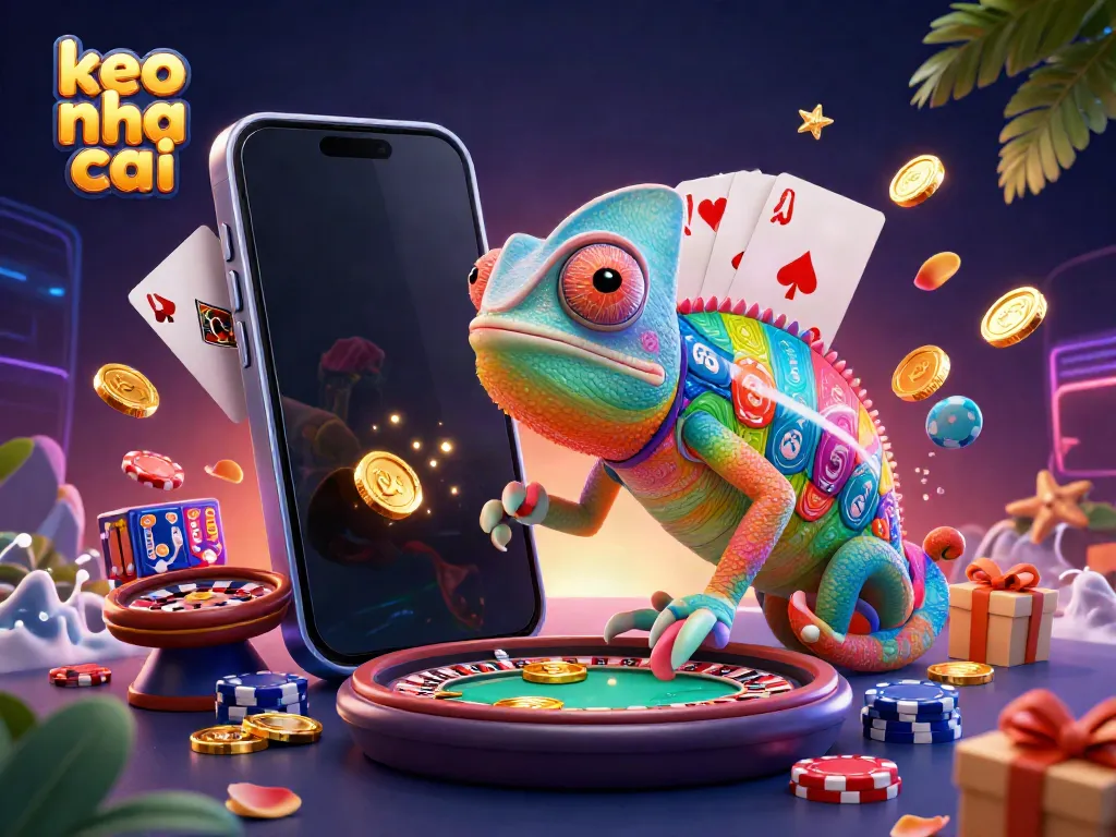 Experience the thrill of keo nha cai with a vibrant chameleon casino owner, dynamic gaming elements, and rich visuals.