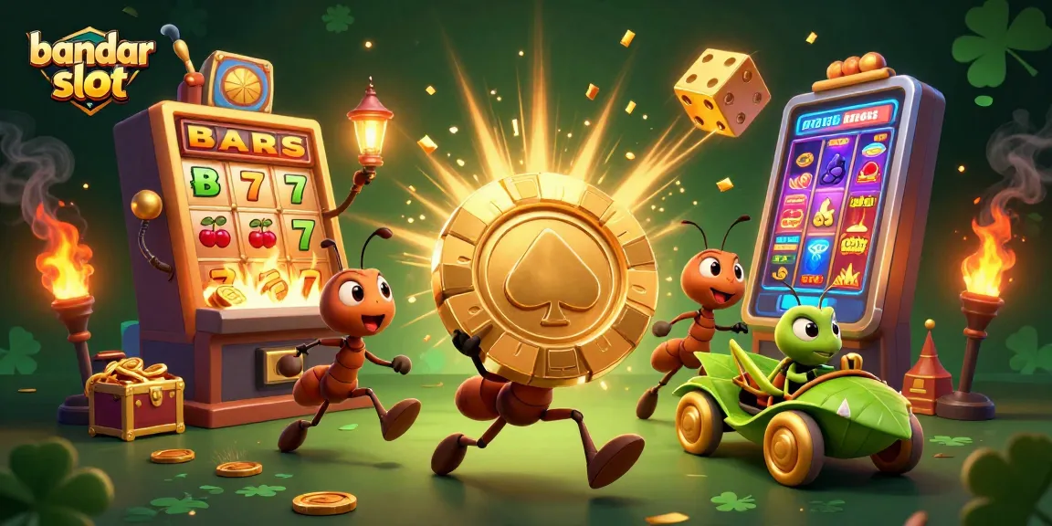 Experience the excitement of bandar slot with ants on a heist, winning riches amid 3D slot chaos.