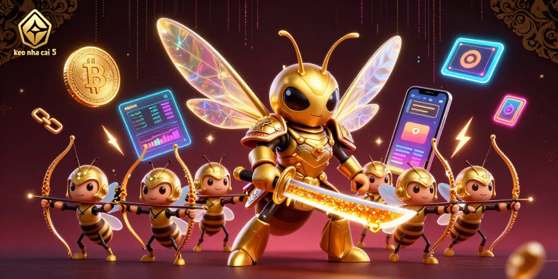 Engage with keo nha cai 5 in a vibrant 3D scene featuring betting elements and a samurai hornet.