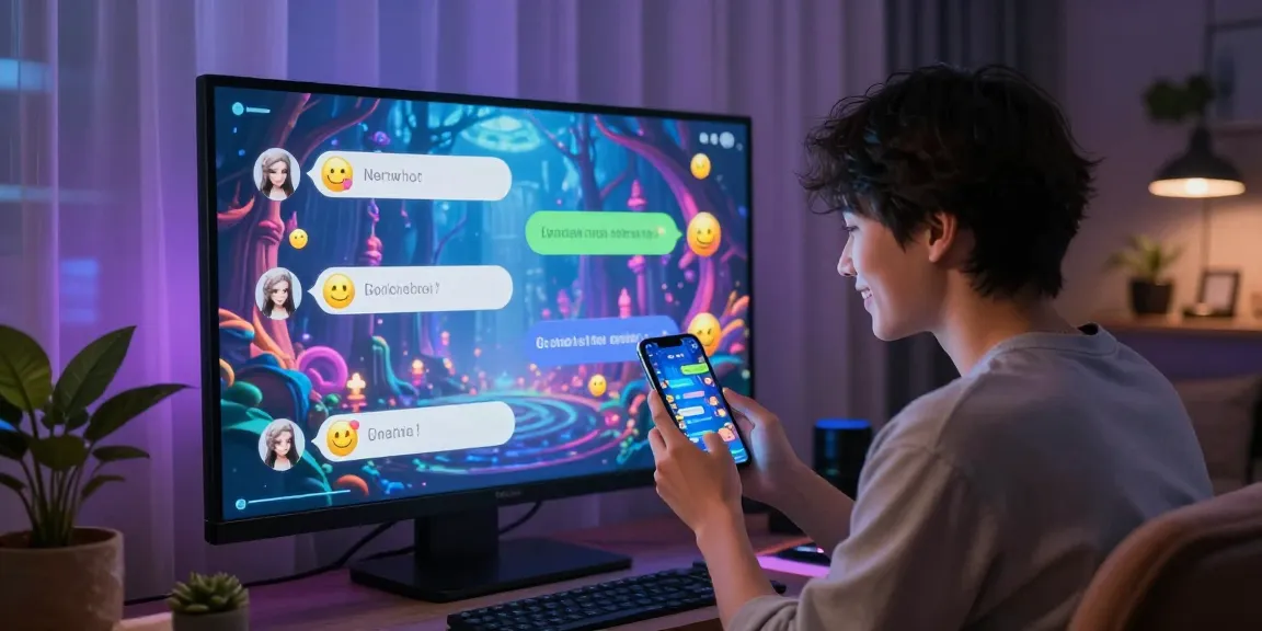 Engaging NSFW chat scene with user interacting with AI character on vibrant digital interface