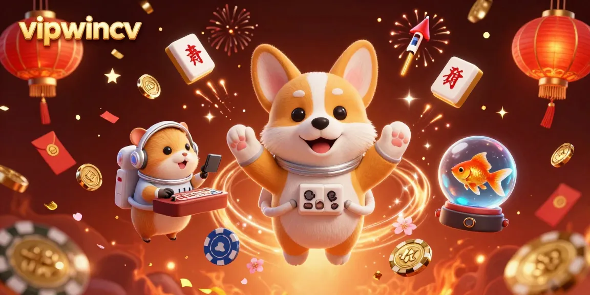Experience the excitement of vipwincv in this vibrant 3D casino scene with playful characters.