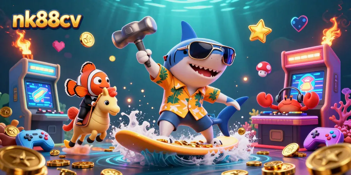 Engage in thrilling gameplay at nk88cv with a vibrant underwater casino scene featuring unique characters.