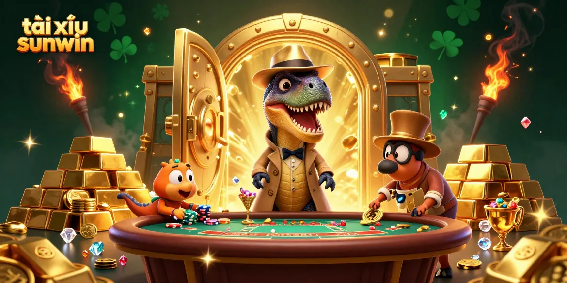 Engage with tài xỉu sunwin as a velociraptor card counter amidst a treasure-filled casino.