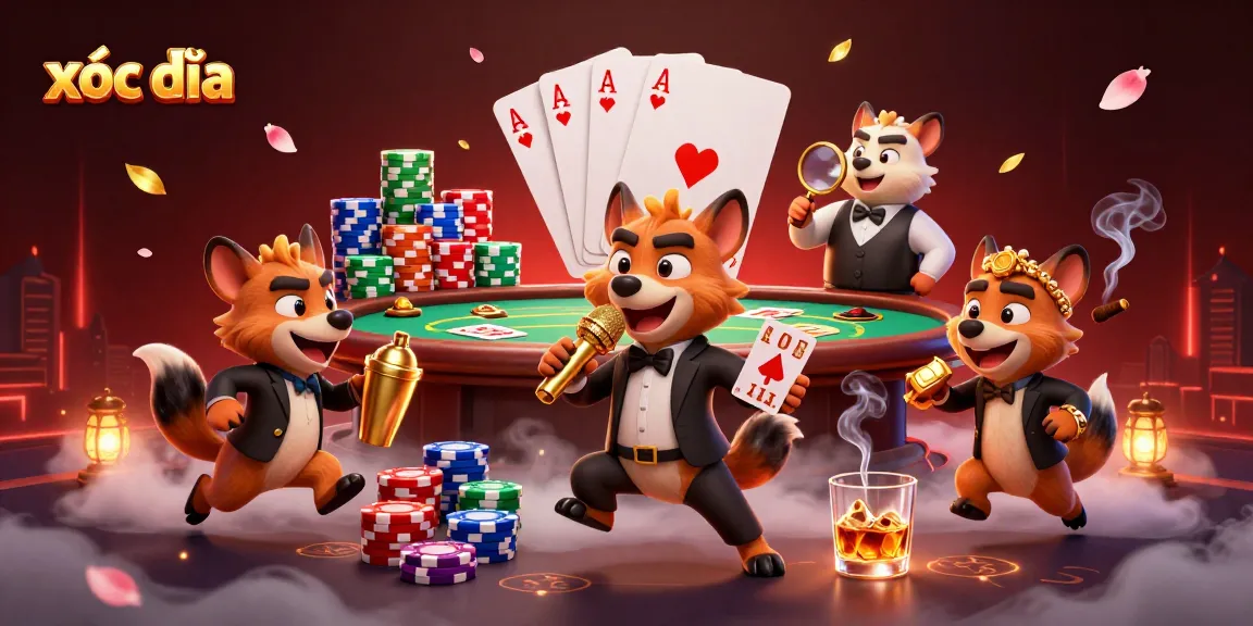 Experience the exciting game of xóc đĩa as casino hyenas humorously engage in gameplay.