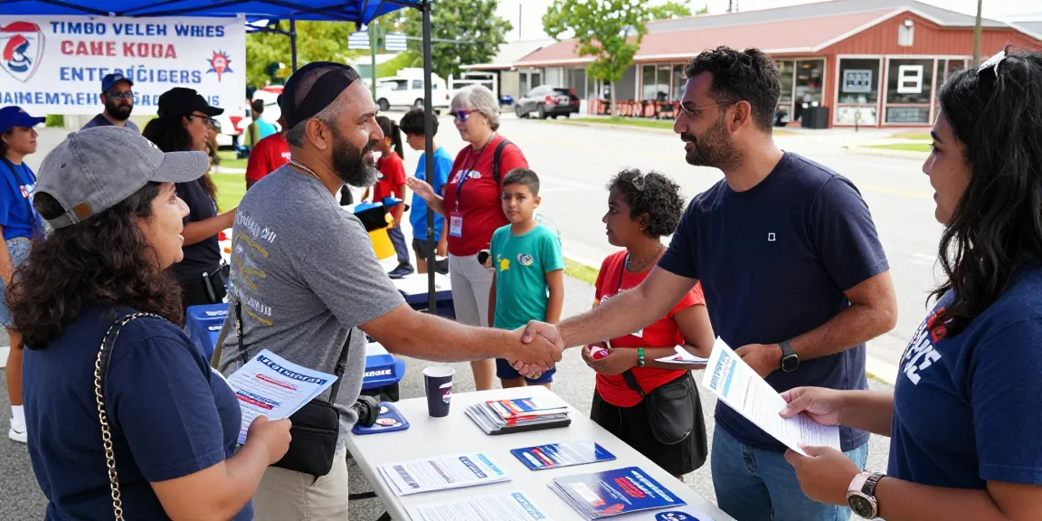 Casey Askar engaging with voters at a vibrant campaign event, showcasing community interaction.